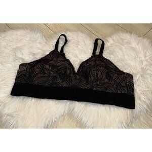 Glamorise Bramour Gramercy Luxe Lace Bralette Bra Unlined WF 44C Black 7012